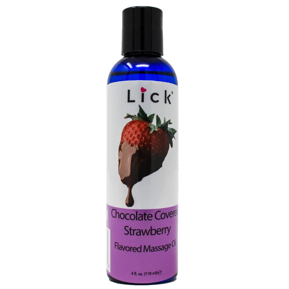 Lick Chocolate Covered Strawberry Massage Oil – Nourishing Vitamin E Body Oil for Women & Couples