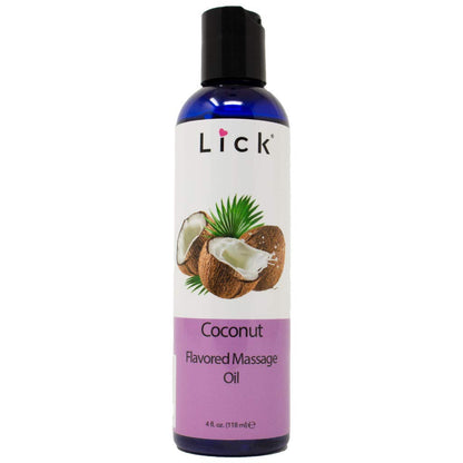 Lick Coconut Massage Oil – Romantic, Body Safe, Non-Greasy 4 oz