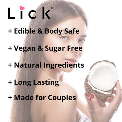 Lick Coconut Massage Oil – Romantic, Body Safe, Non-Greasy 4 oz