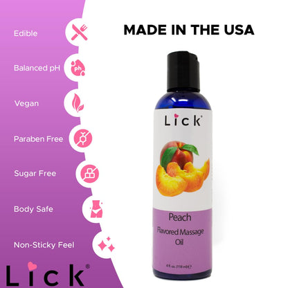 Peach Flavored Massage Oil - Edible, Nourishing & Warming 4oz