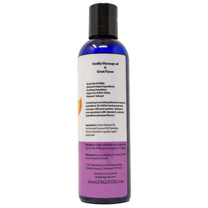 Peach Flavored Massage Oil - Edible, Nourishing & Warming 4oz