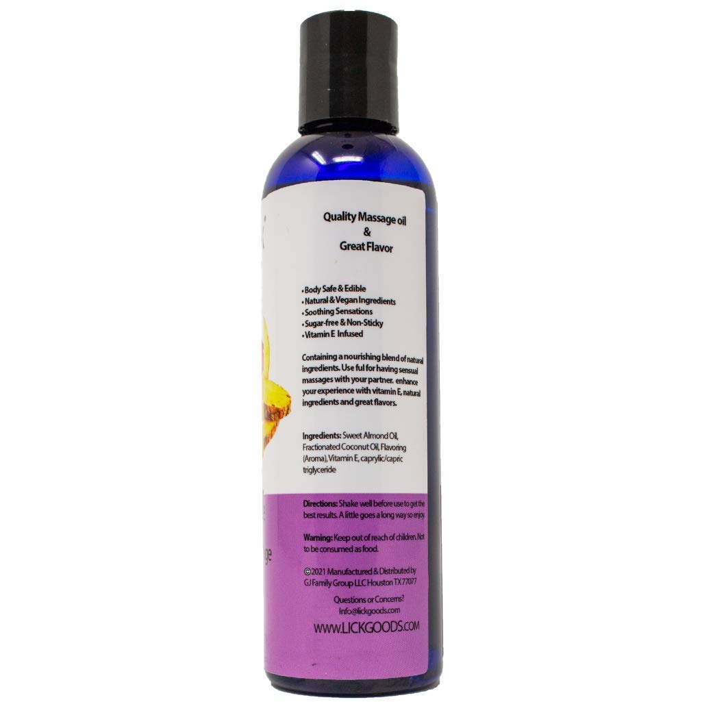 Pineapple Flavored Massage Oil with Vitamin E – Edible, Coconut & Almond