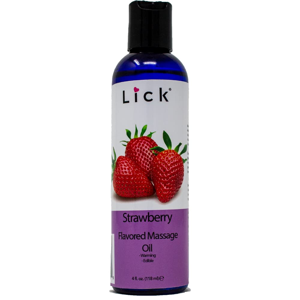 Lick Strawberry Massage Oil with Natural Vitamin E - Aromatherapy & Moisturizing 4 oz