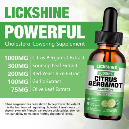 Lickshine 2 Pack Citrus Bergamot Liquid Drops – High Absorption & Cholesterol Support (4 oz)