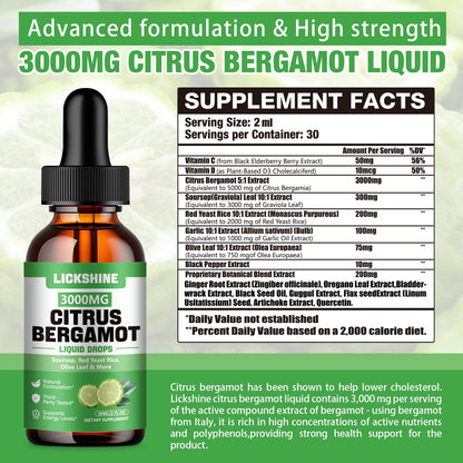 Lickshine 2 Pack Citrus Bergamot Liquid Drops – High Absorption & Cholesterol Support (4 oz)