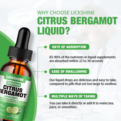 Lickshine 2 Pack Citrus Bergamot Liquid Drops – High Absorption & Cholesterol Support (4 oz)