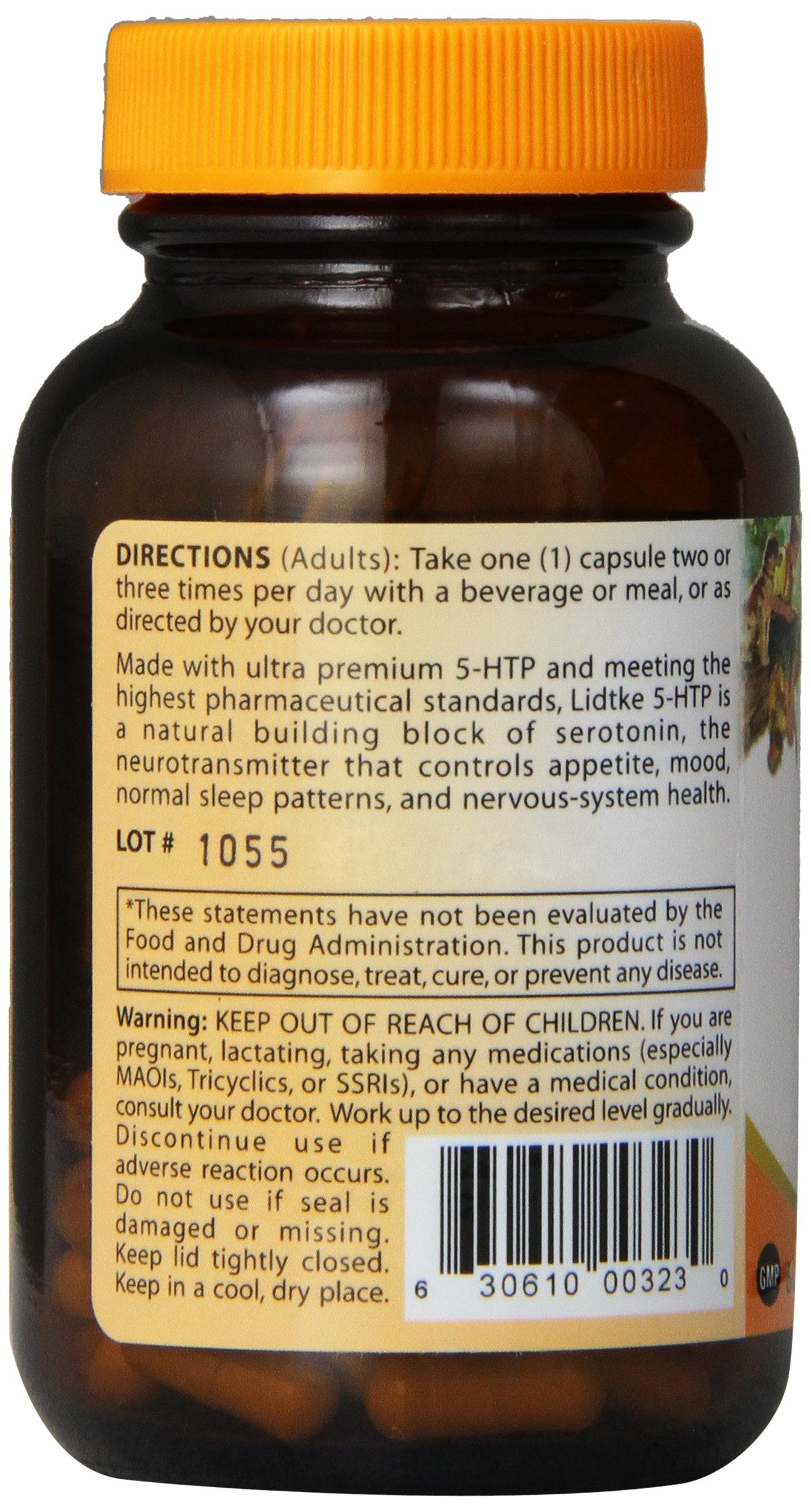 Lidtke Technologies Diet Supplement 5-HTP Capsules, 60 Count