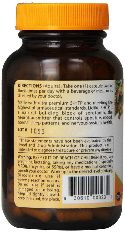 Lidtke Technologies Diet Supplement 5-HTP Capsules, 60 Count