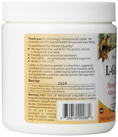 Lidtke Technologies L-Glutamine Powder 300 Gram | Amino Acid Dietary Supplement