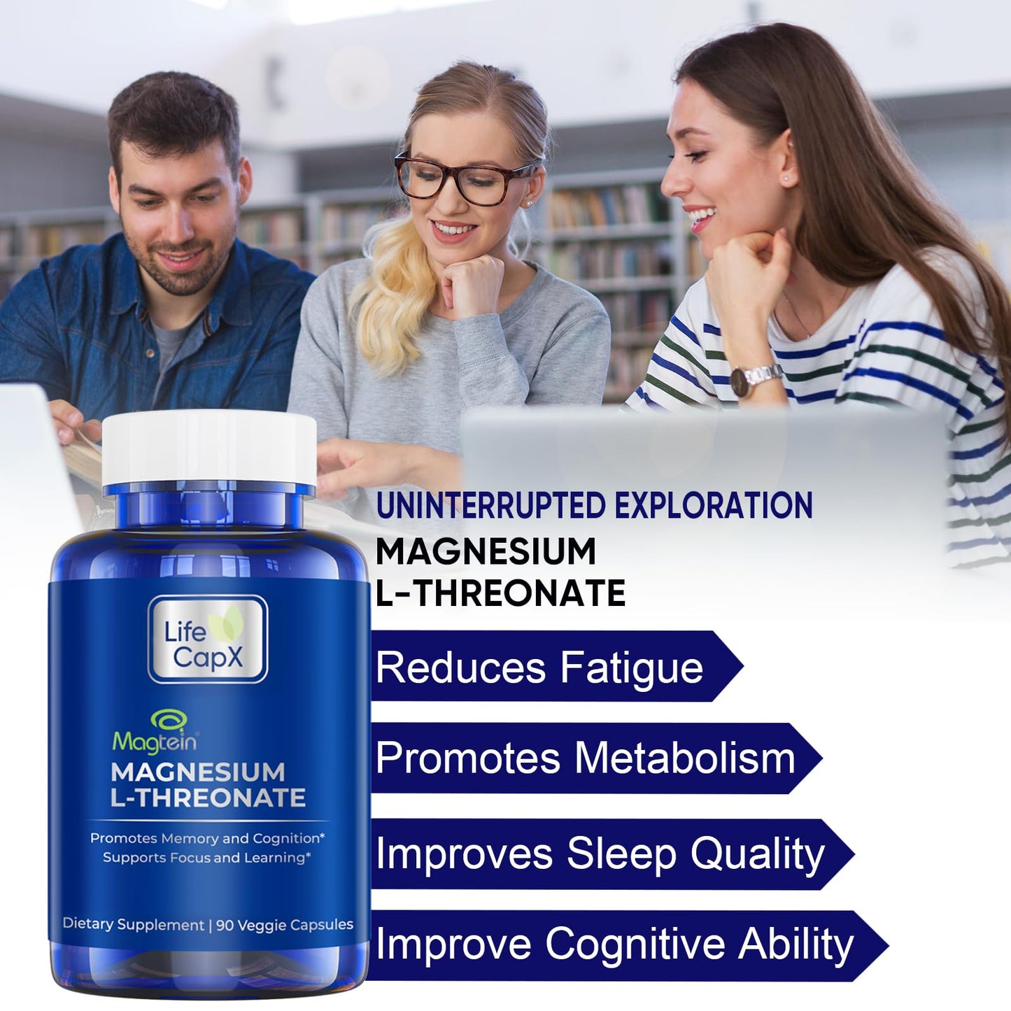 LIFE CAPX Magnesium L-Threonate (Magtein™) – Improve Memory, Cognition & Sleep | 90 Capsules