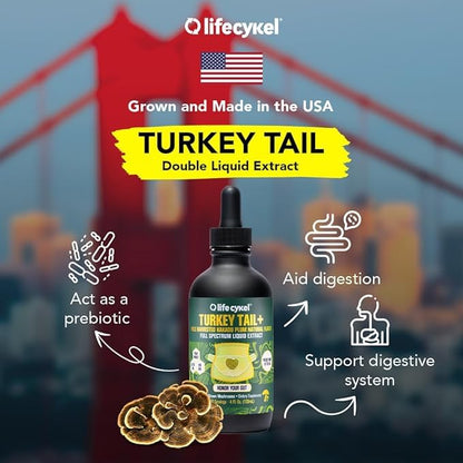Life Cykel Turkey Tail Mushroom Liquid Extract with Kakadu Plum - Immune & Digestive Health - 1 Fl Oz