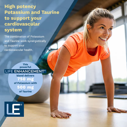 Life Enhancement Cardio Potassium Supplement – 750 mg Potassium Bicarbonate, 120 Capsules (60 Servings) – Made in USA