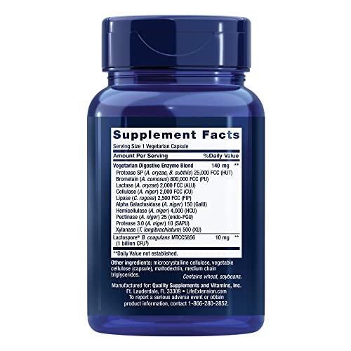 Life Extension Enhanced Super Digestive Enzymes & Probiotics – B. coagulans, 60 Capsules (Non-GMO, Vegetarian)