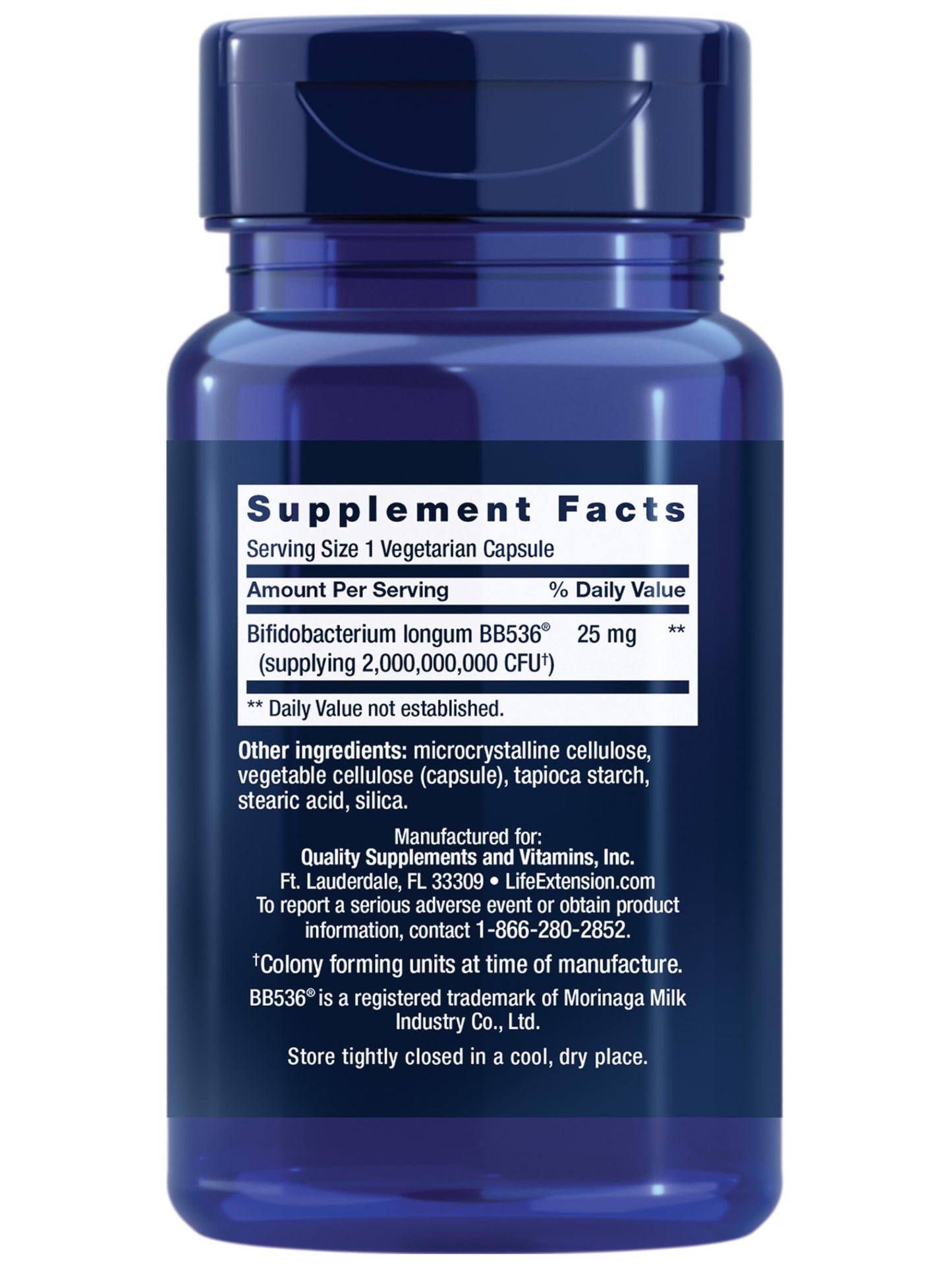 Life Extension Bifido GI Balance – Probiotic with BB536® (2 Billion CFU) | Gluten-Free, Non-GMO, Vegetarian | 60 Capsules
