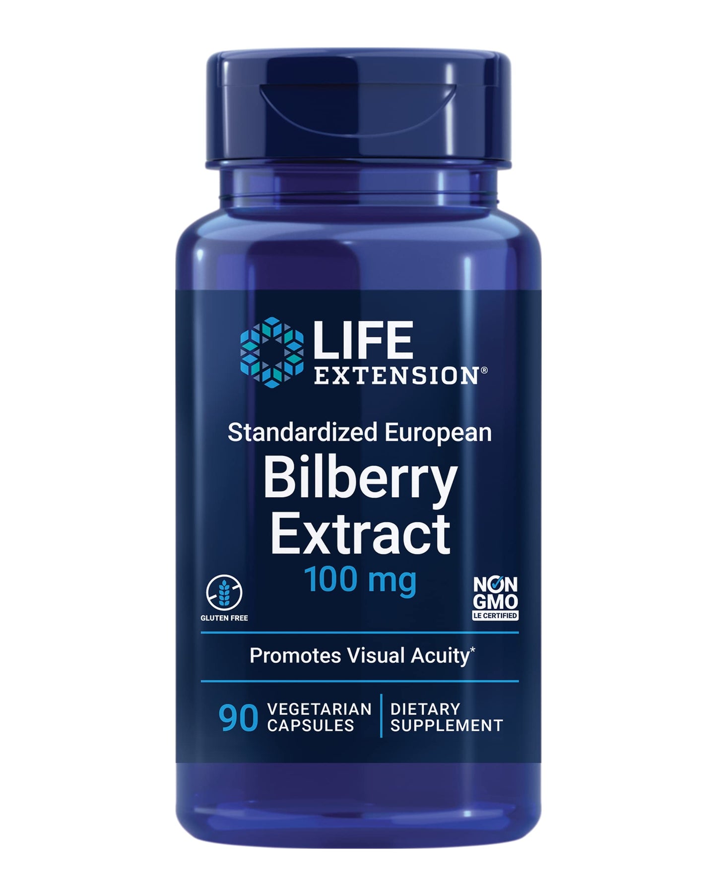 Life Extension European Bilberry Extract 100 mg | MirtoSelect Vaccinium myrtillus | Eye Health, Circulation, 90 Capsules