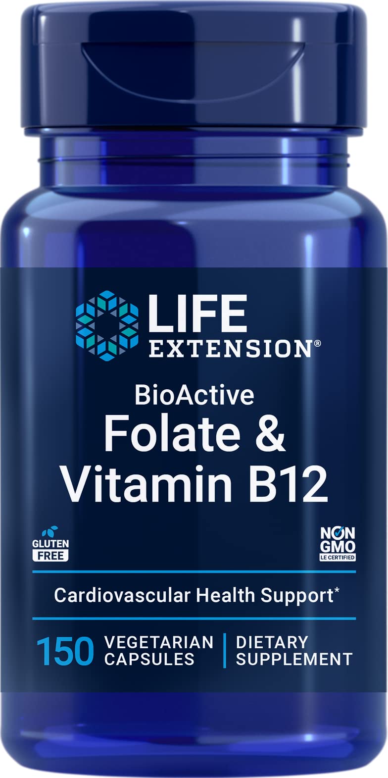 Life Extension BioActive Folate & Vitamin B12 – 150 Vegetarian Capsules | Non-GMO, Gluten Free