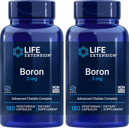 Life Extension Boron 3 mg 180 Caps – Pack of 2 | Bone Health & Immune Support