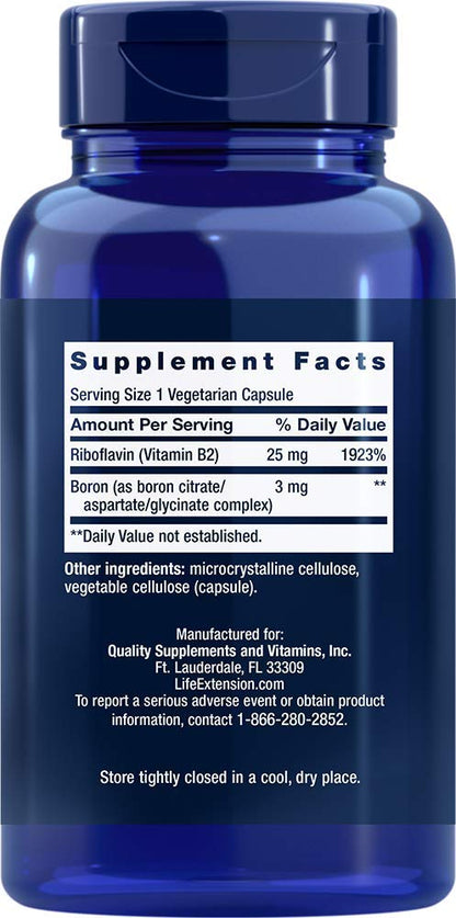 Life Extension Boron 3mg 180 Veg Caps - Tri-Boron Complex (Citrate, Glycinate, Aspartate) + Vitamin B2