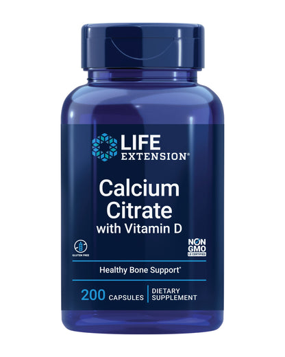Life Extension Calcium Citrate with Vitamin D – Bone Health (Gluten-Free, Non-GMO)