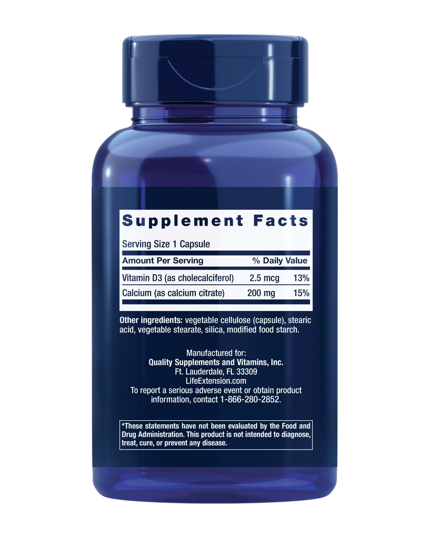 Life Extension Calcium Citrate with Vitamin D – Bone Health (Gluten-Free, Non-GMO)