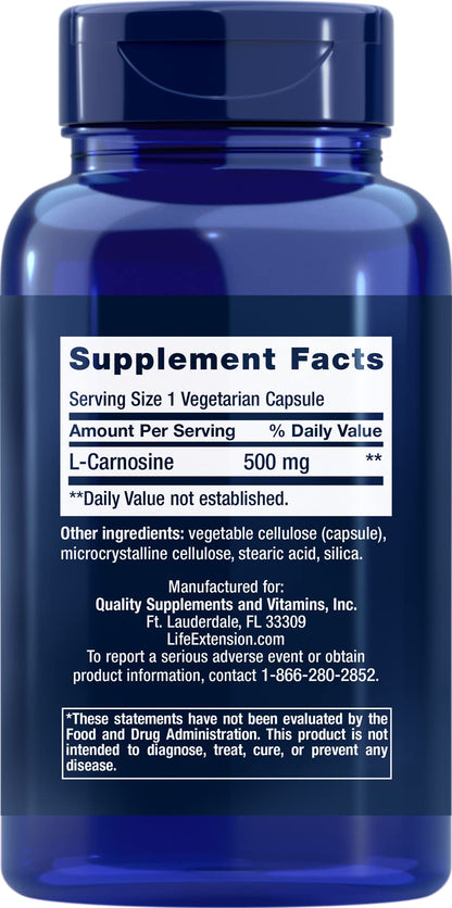 Life Extension Carnosine – Healthy Aging, Exercise Recovery | 60 Vegetarian Capsules