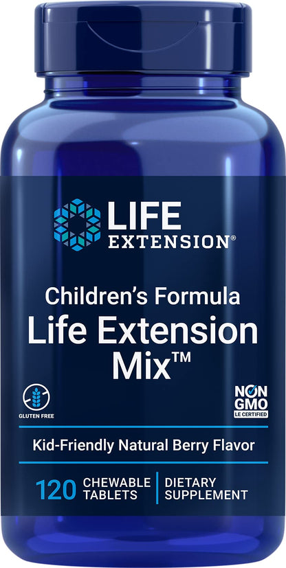 Life Extension Children's Formula Mix™ | Multivitamin for Kids – 18 Vitamins & Minerals | Berry Flavored, Gluten Free & Non-GMO | 120 Chewable Tablets