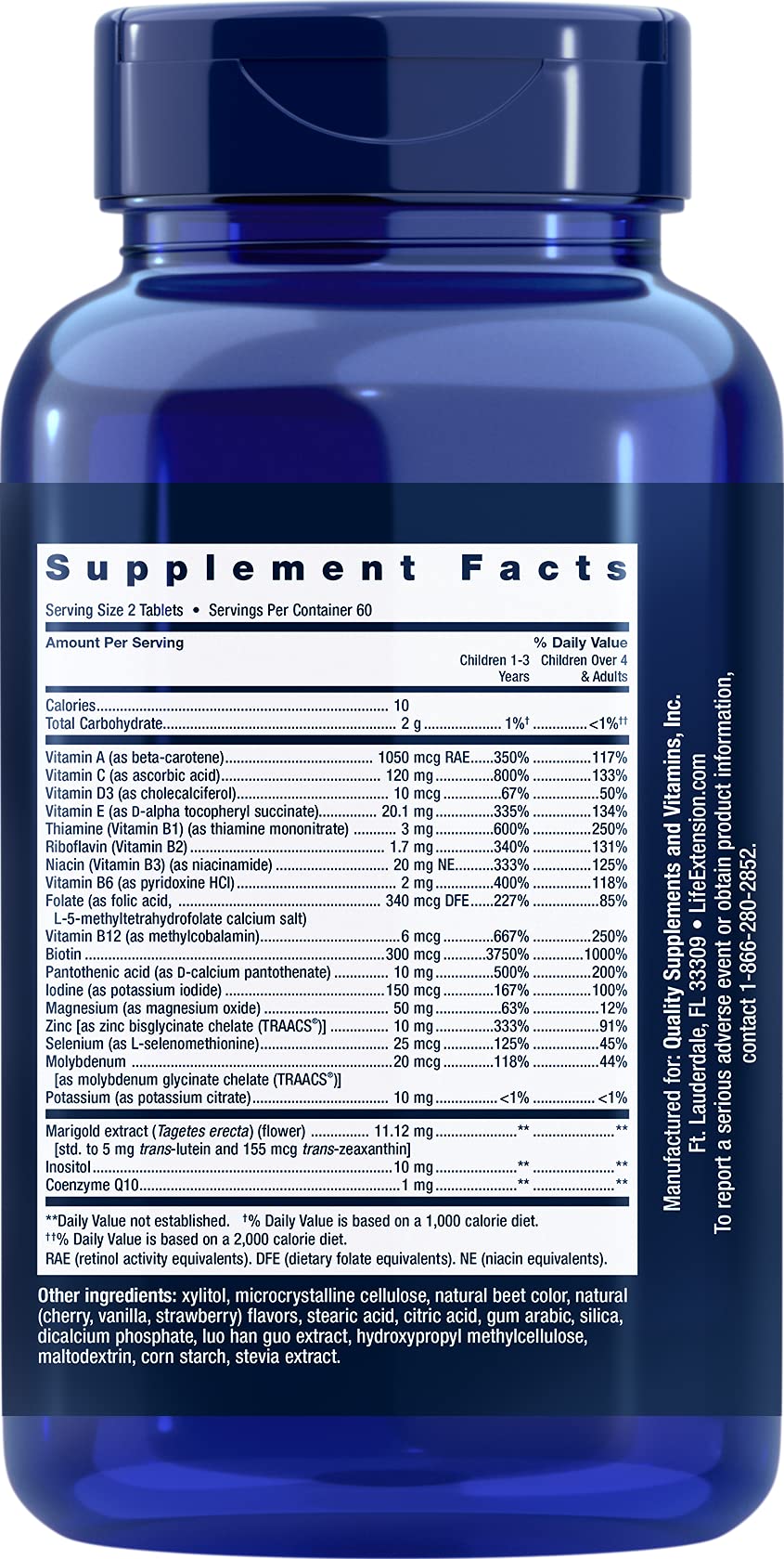 Life Extension Children's Formula Mix™ | Multivitamin for Kids – 18 Vitamins & Minerals | Berry Flavored, Gluten Free & Non-GMO | 120 Chewable Tablets