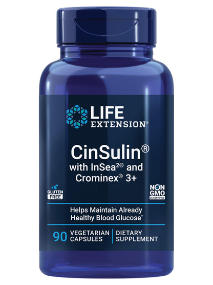 Life Extension CinSulin® with InSea2® & Crominex® 3+ – Metabolism & Satiety (90 Capsules)