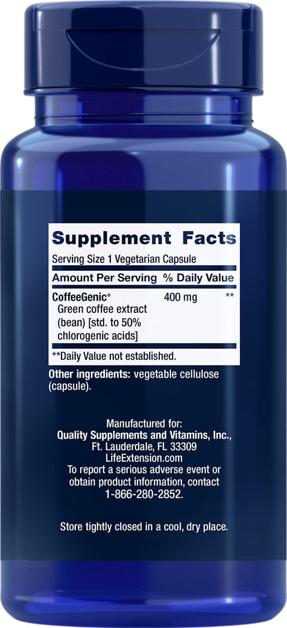 Life Extension CoffeeGenic Green Coffee Extract 50% Chlorogenic Acid — 90 Capsules