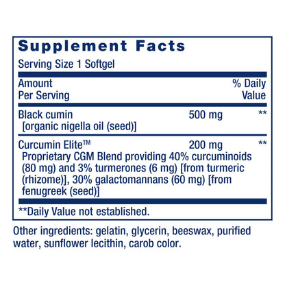 Life Extension Black Cumin Seed Oil & Curcumin Elite – Immune Health, High Bioavailability, 60 Softgels