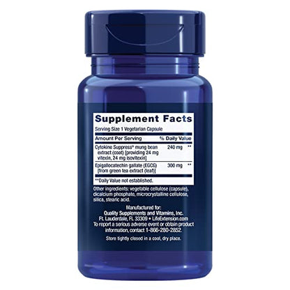 Life Extension Cytokine Suppress with EGCG, 30 Count | Immune Support