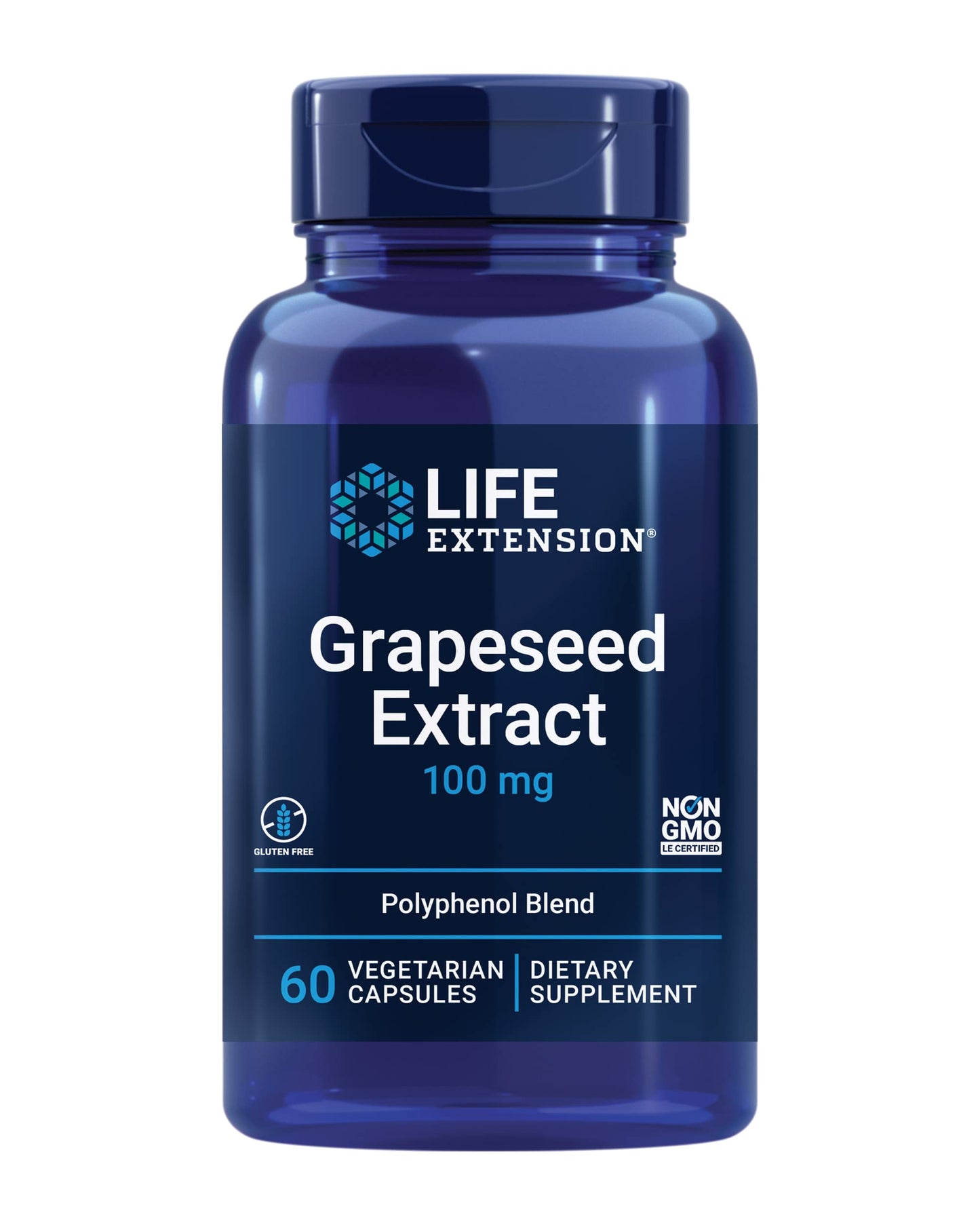 Life Extension Grapeseed Extract – Cardiovascular Health, Vitamin C & Resveratrol | 60 Capsules | Gluten-Free, Non-GMO