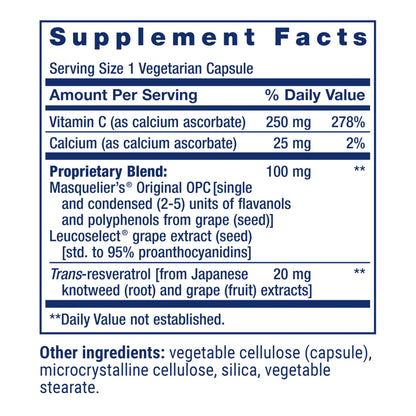 Life Extension Grapeseed Extract – Cardiovascular Health, Vitamin C & Resveratrol | 60 Capsules | Gluten-Free, Non-GMO