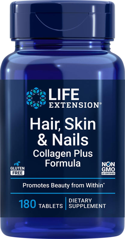 Life Extension Hair, Skin & Nails Collagen Plus Formula – 180 Tablets