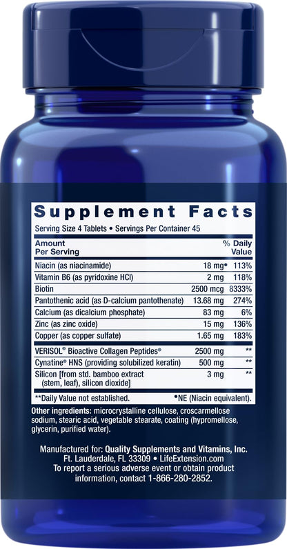 Life Extension Hair, Skin & Nails Collagen Plus Formula – 180 Tablets
