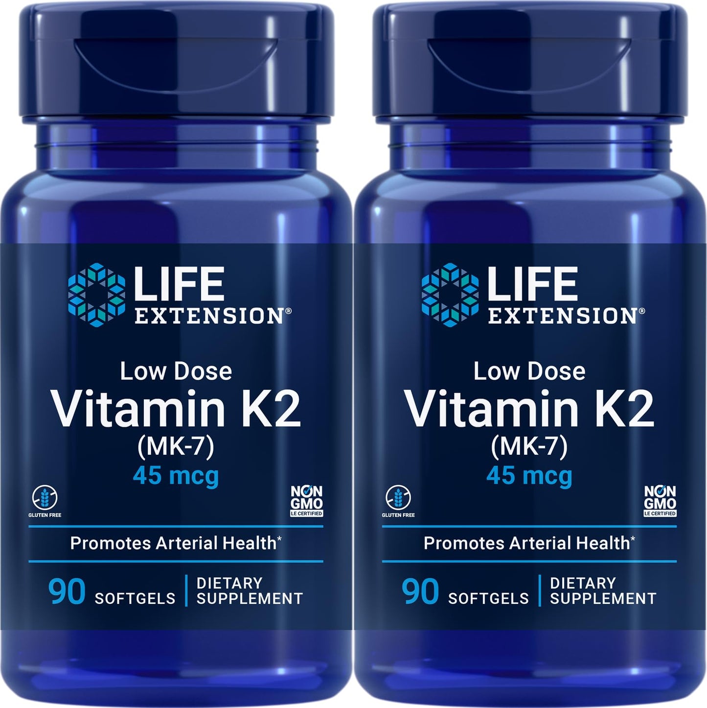 Life Extension Low Dose Vitamin K2, 90 Softgels (Pack of 2) | MK-7 Vitamin K2