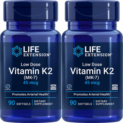 Life Extension Low Dose Vitamin K2, 90 Softgels (Pack of 2) | MK-7 Vitamin K2