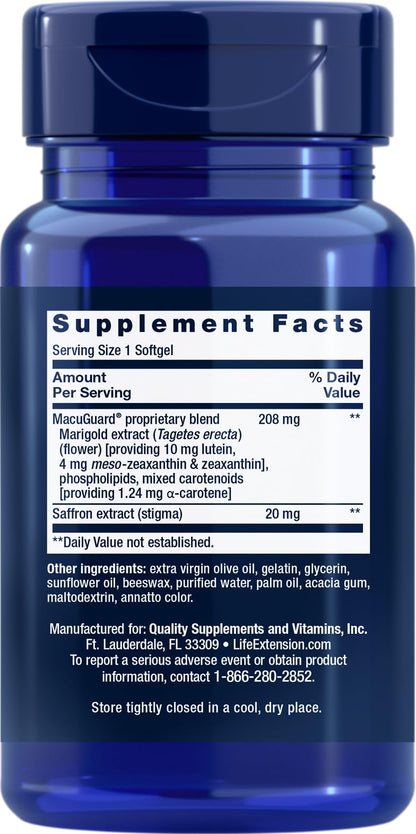 Life Extension MacuGuard Ocular Support with Saffron – 60 Softgels (Pack of 2)