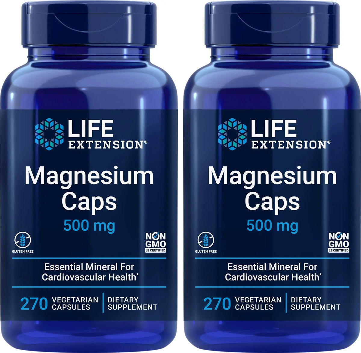 Life Extension Magnesium Caps 500mg – 270 Capsules (Pack of 2) | Vegan, Non-GMO BritishVita | Premium UK Vitamins & Wellness Supplements