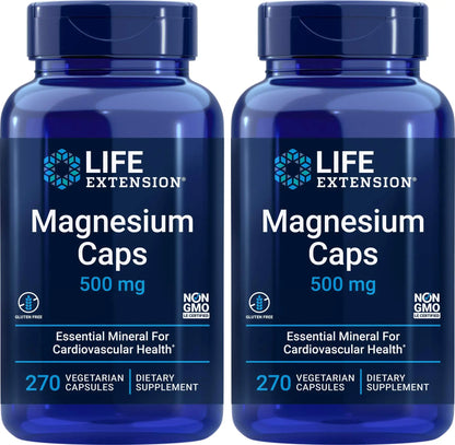 Life Extension Magnesium Caps 500mg – 270 Capsules (Pack of 2) | Vegan, Non-GMO BritishVita | Premium UK Vitamins & Wellness Supplements