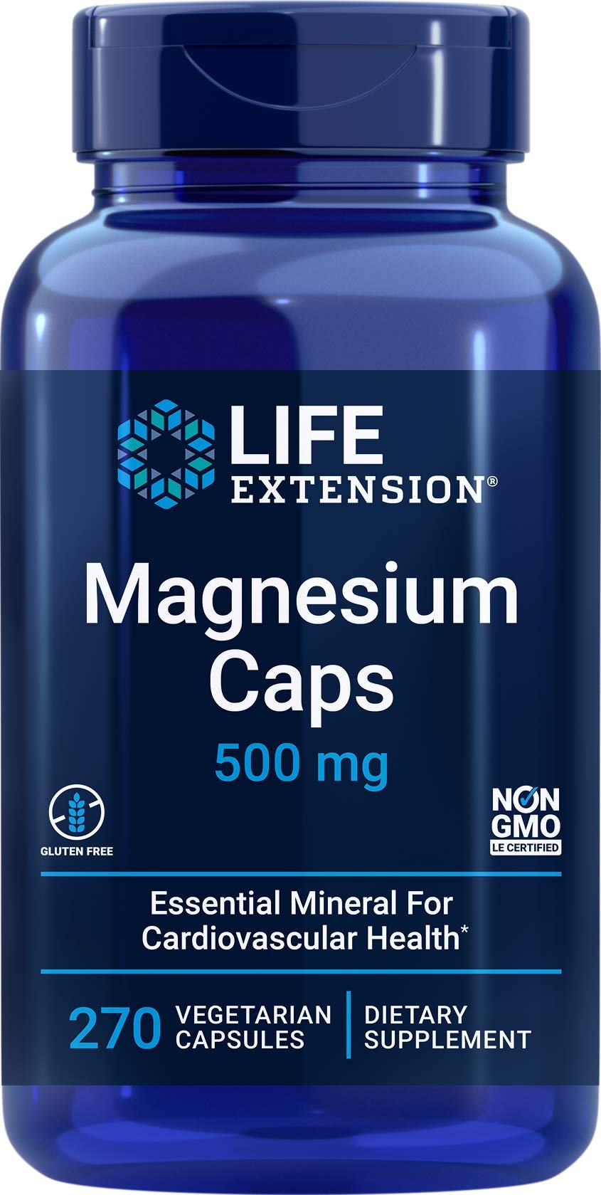 Life Extension Magnesium Caps 500mg | 270 Veg Capsules | Broad Spectrum 3 Mg Forms (Oxide, Citrate, Succinate) – Vegetarian