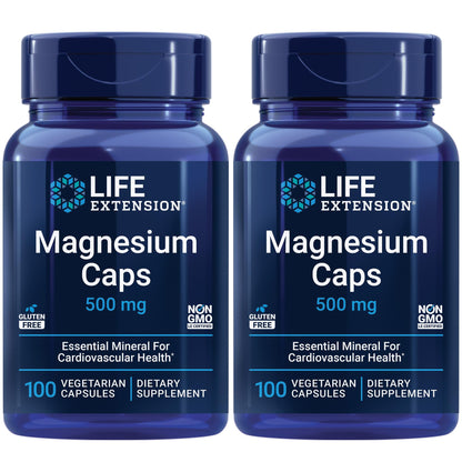 Life Extension Magnesium Caps 500 mg – Mg Oxide/Citrate/Succinate – 2x100 Veg Caps