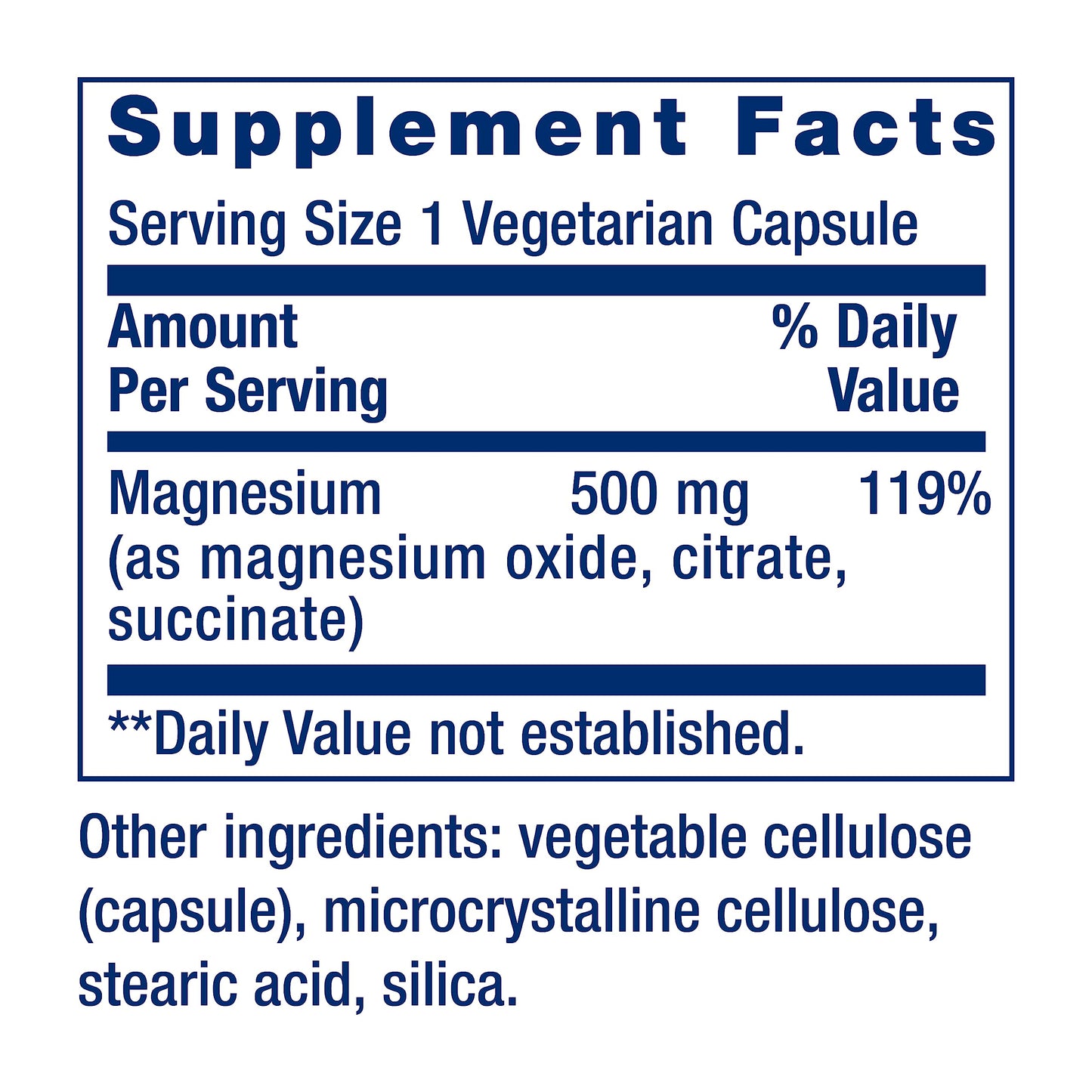 Life Extension Magnesium Caps 500 mg – Mg Oxide/Citrate/Succinate – 2x100 Veg Caps