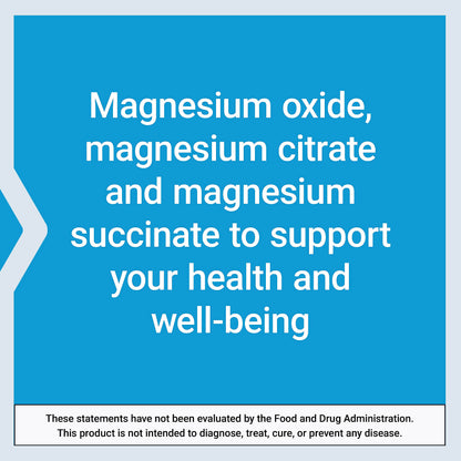 Life Extension Magnesium Caps 500 mg – Mg Oxide/Citrate/Succinate – 2x100 Veg Caps