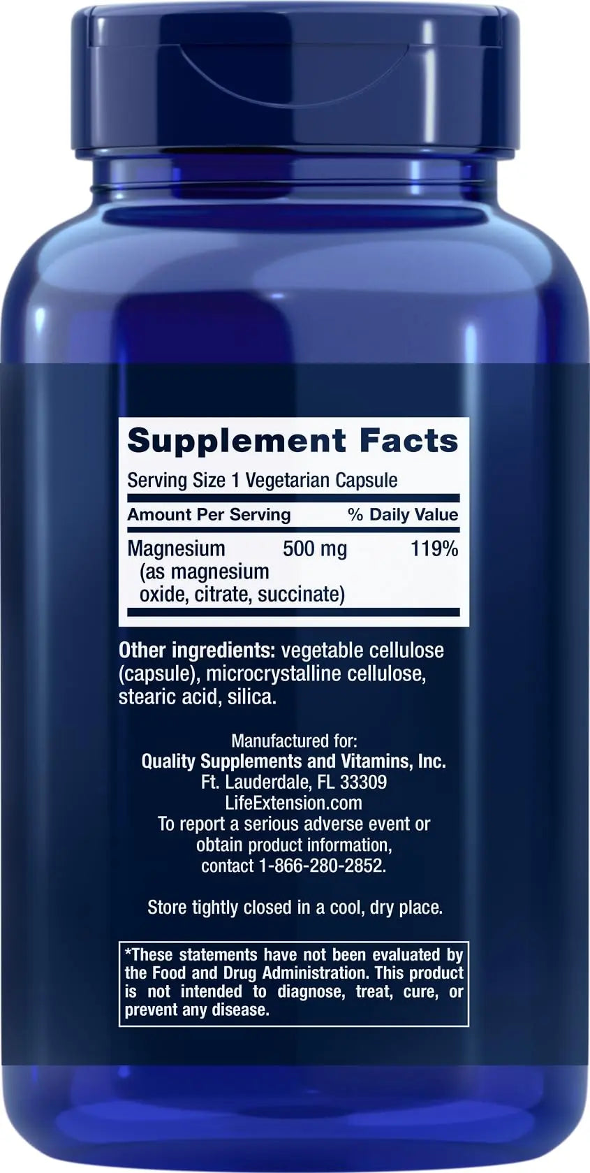 Life Extension Magnesium Caps 500mg – 270 Capsules (Pack of 2) | Vegan, Non-GMO BritishVita | Premium UK Vitamins & Wellness Supplements