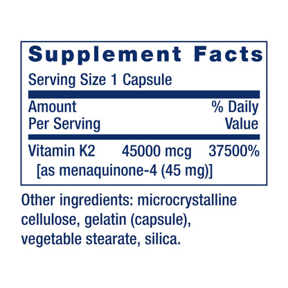 Life Extension Mega Vitamin K2 – 45 mg K2 for Strong Bones, 30 Capsules
