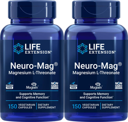 Life Extension Neuro-Mag 150 Vegetarian Capsules (Pack of 2) – Magnesium L-Threonate (Magtein) Supplement
