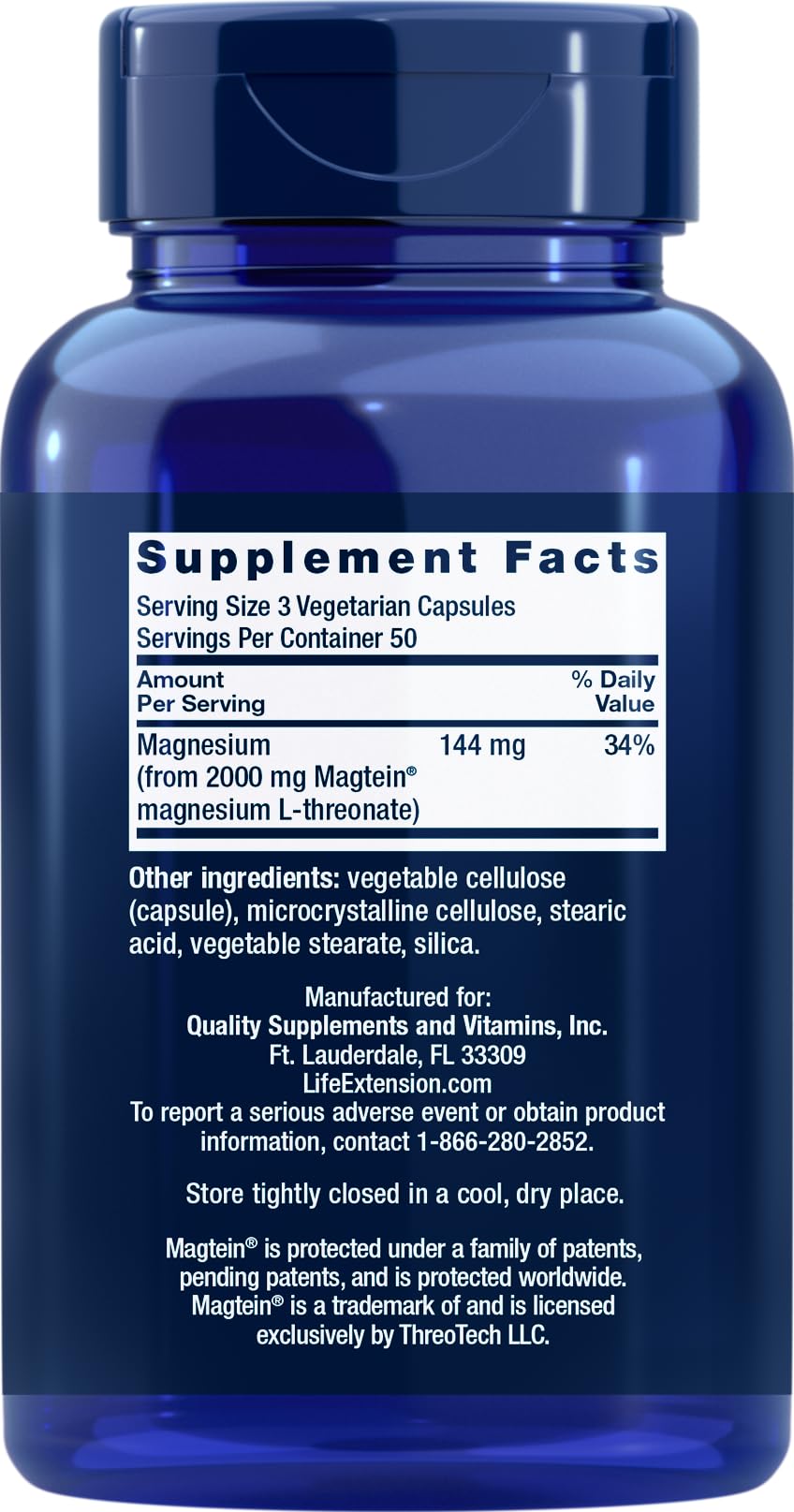 Life Extension Neuro-Mag 150 Vegetarian Capsules (Pack of 2) – Magnesium L-Threonate (Magtein) Supplement