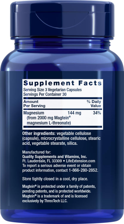 Life Extension Neuro-mag Magnesium L-threonate, 90 Count (Pack of 3)