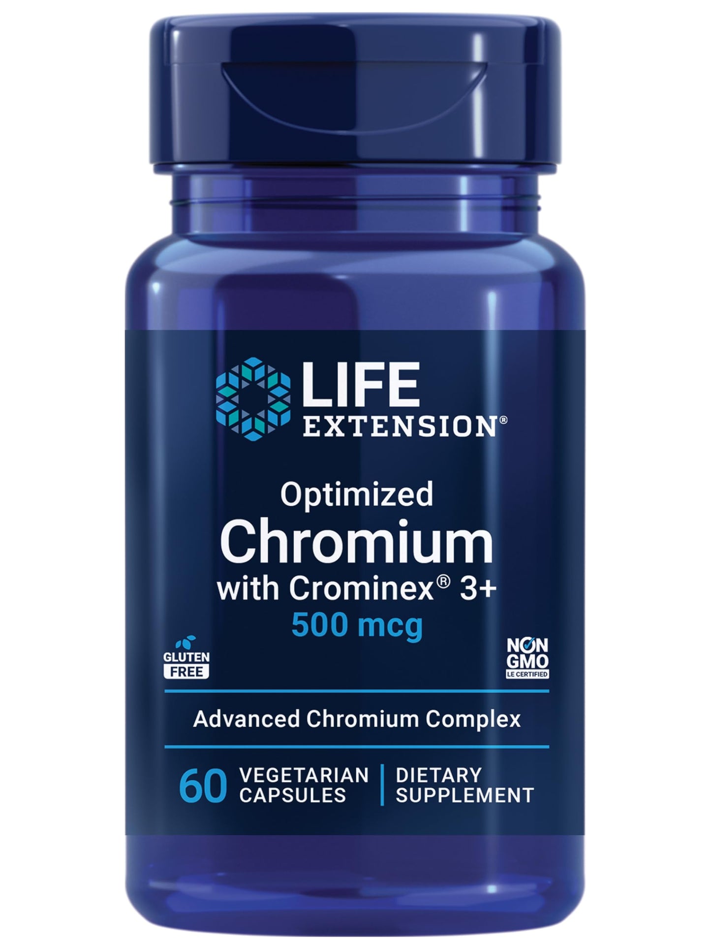 Life Extension Optimized Chromium Crominex3+ 500 mcg | Metabolism Support | Vegetarian, Gluten Free, Non-GMO